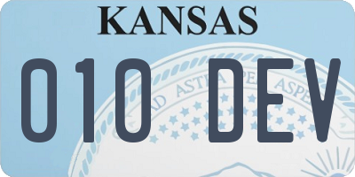 KS license plate 010DEV