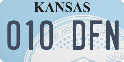 KS license plate 010DFN
