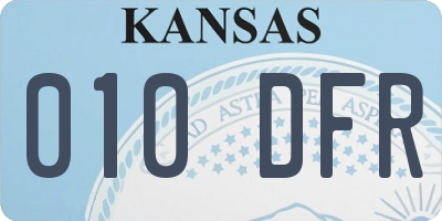 KS license plate 010DFR