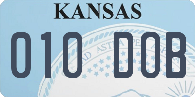 KS license plate 010DOB