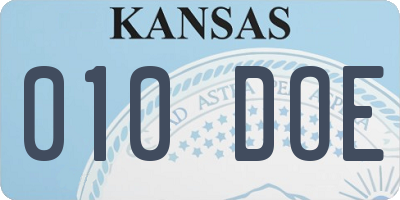 KS license plate 010DOE