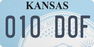 KS license plate 010DOF