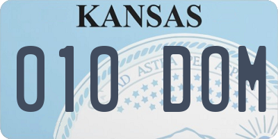KS license plate 010DOM