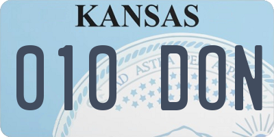 KS license plate 010DON