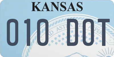 KS license plate 010DOT