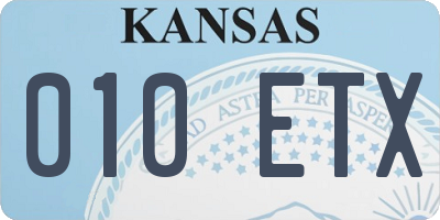 KS license plate 010ETX