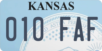 KS license plate 010FAF