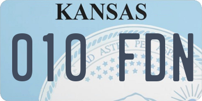 KS license plate 010FDN