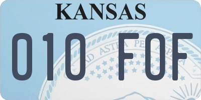 KS license plate 010FOF