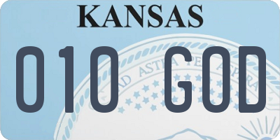KS license plate 010GOD