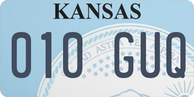 KS license plate 010GUQ