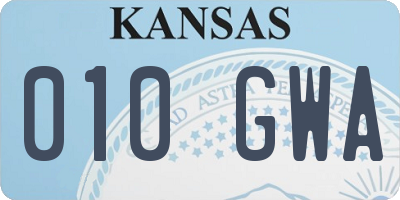 KS license plate 010GWA