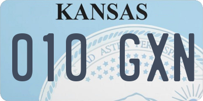 KS license plate 010GXN