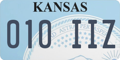 KS license plate 010IIZ