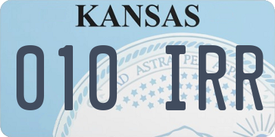 KS license plate 010IRR