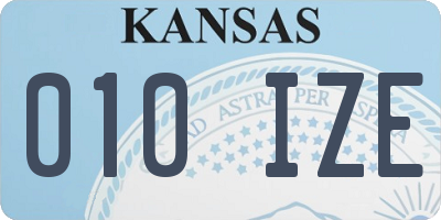 KS license plate 010IZE