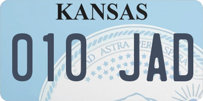 KS license plate 010JAD