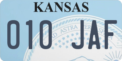 KS license plate 010JAF