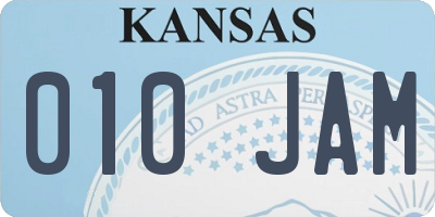 KS license plate 010JAM