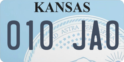 KS license plate 010JAO
