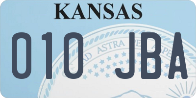 KS license plate 010JBA