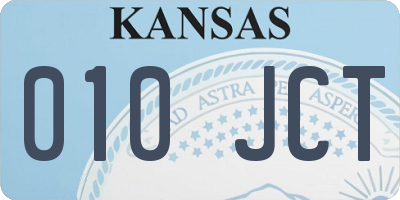 KS license plate 010JCT
