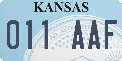 KS license plate 011AAF