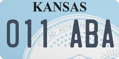 KS license plate 011ABA