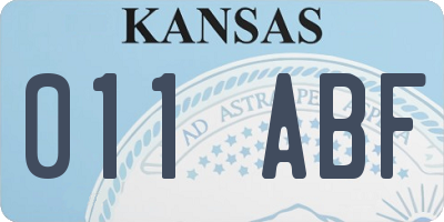 KS license plate 011ABF