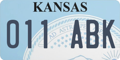 KS license plate 011ABK