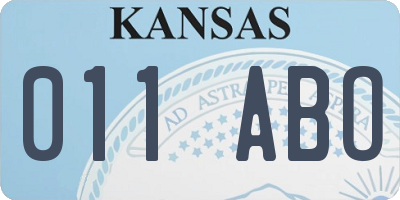 KS license plate 011ABO