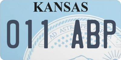 KS license plate 011ABP