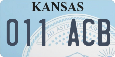 KS license plate 011ACB