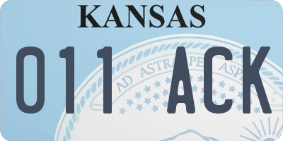 KS license plate 011ACK