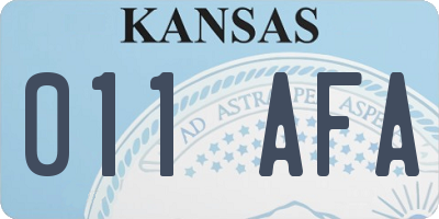 KS license plate 011AFA