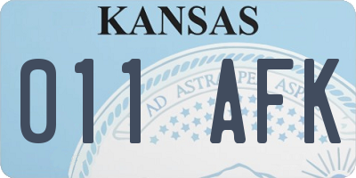 KS license plate 011AFK