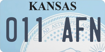 KS license plate 011AFN