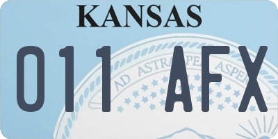 KS license plate 011AFX