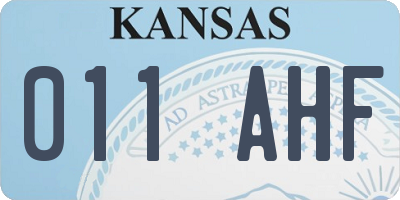KS license plate 011AHF