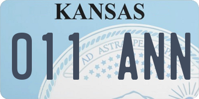 KS license plate 011ANN