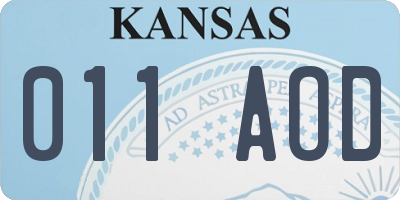 KS license plate 011AOD