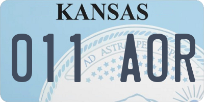 KS license plate 011AOR