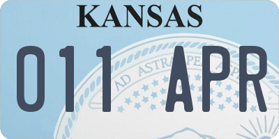 KS license plate 011APR