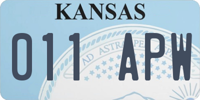 KS license plate 011APW