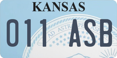 KS license plate 011ASB