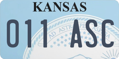 KS license plate 011ASC