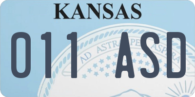 KS license plate 011ASD