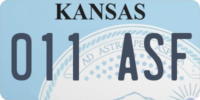 KS license plate 011ASF