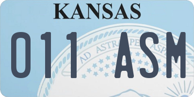 KS license plate 011ASM