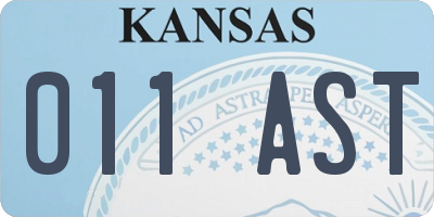 KS license plate 011AST